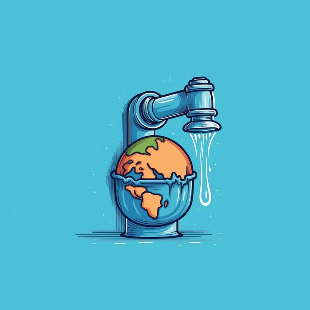 World water day cartoon illustration