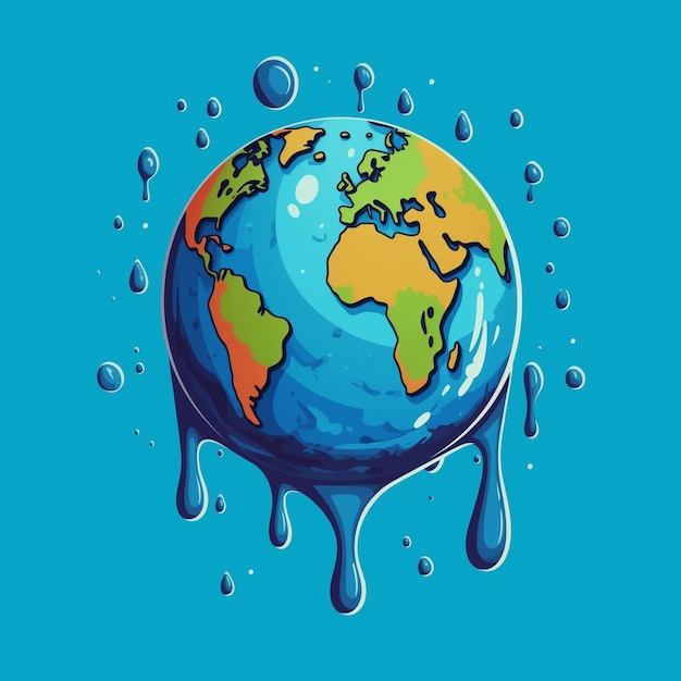 World Water Day cute cartoon illustration Save the water and ecology concept