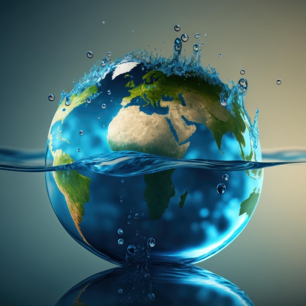 World water day graphic design generative ai background with copy space Concept of eco life or save the world