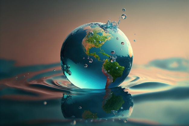 World water day graphic design generative ai background with copy space Concept of eco life or save the world