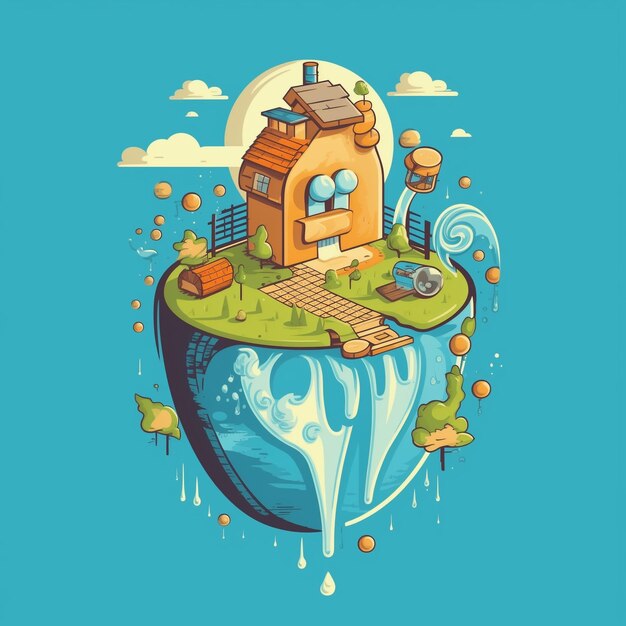 World Water Day vector abstract illustration Saving water and world environmental protection