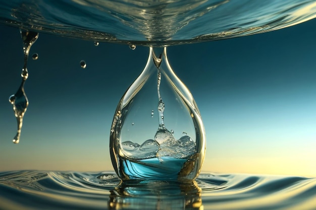 World Water Day with dropping Closeup of crystal ball with glass reflection Background