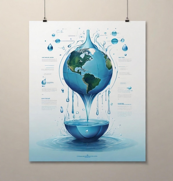 Photo world water day with a unique perspective of a natural beauty water drop ai generated