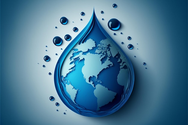 World water international day concept aqua drop and planet Environment save and ecology Generative AI