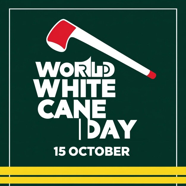 Photo world white cane day guiding the blind vector simple and elegant design