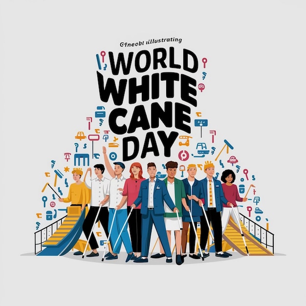 World White Cane Day Illustration