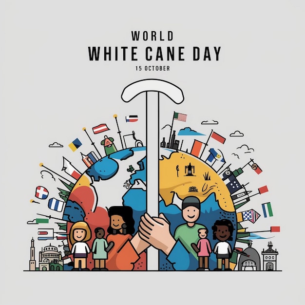 World White Cane Day Illustration