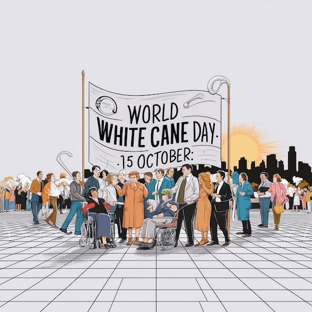 World White Cane Day Illustration