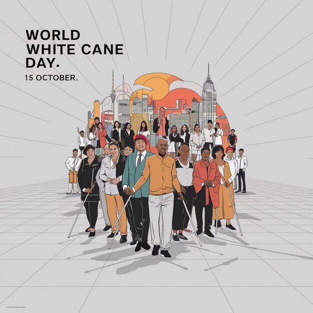 World White Cane Day Illustration