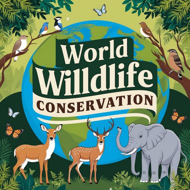 Photo world wildlife conservation day banner design ideas