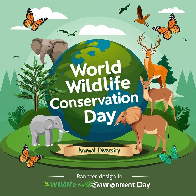 Photo world wildlife conservation day banner design