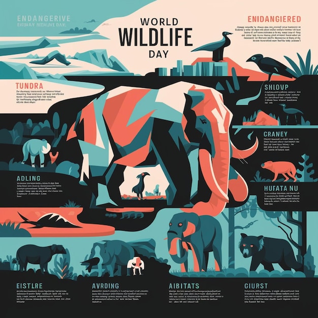 Photo world wildlife day with endangered species and their habitats