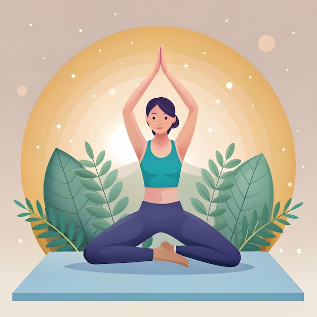 World yoga day posture with mandala poster design