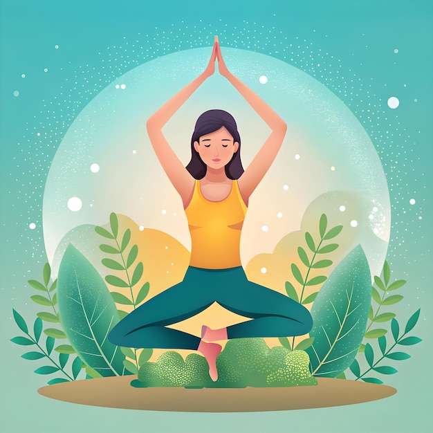 World yoga day posture with mandala poster design