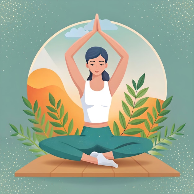 World yoga day posture with mandala poster design