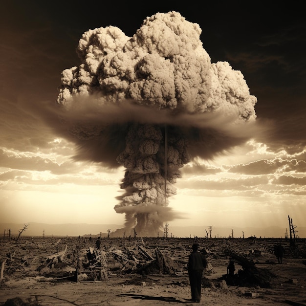 Worlds first atomic bomb explosion images Generative AI