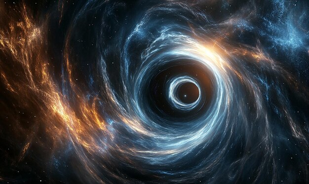 A wormhole opening in deep space with swirling light