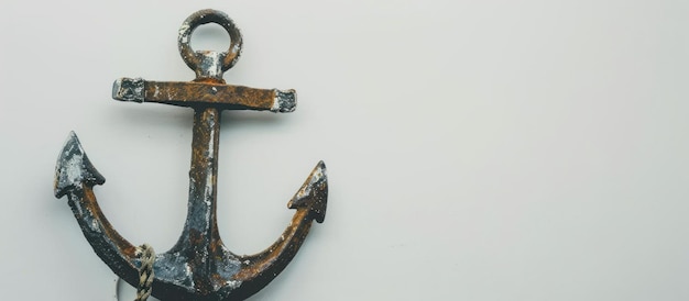 Photo worn old ship anchor on isolated white background