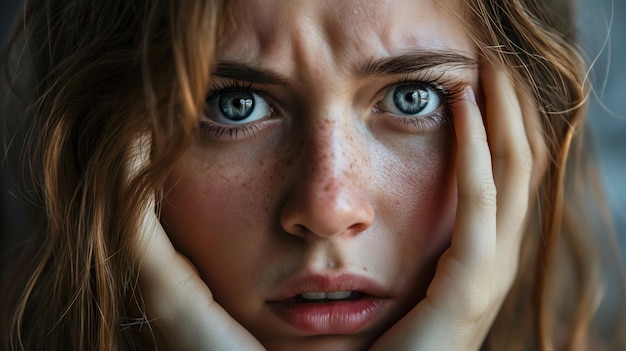 Worried girl with striking eyes