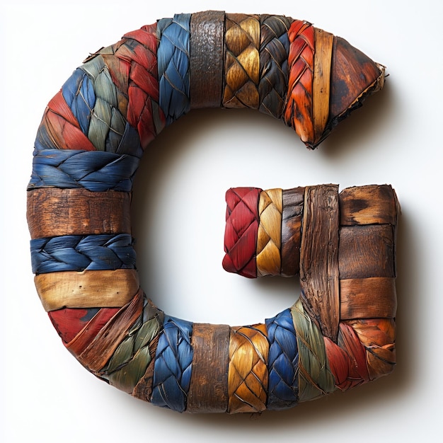 Woven Letter G with Multicolored Strips of Material