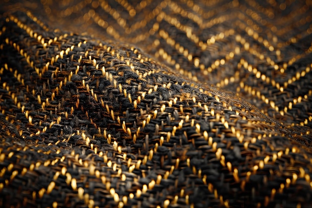 Photo a woven mat with gold and black stripes