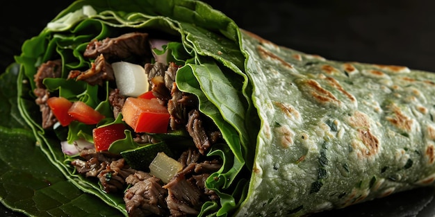 Wrap filled with meat and vegetables