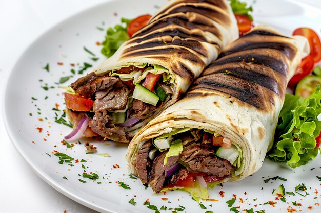 Wrapped Shawarma Sandwiches on White