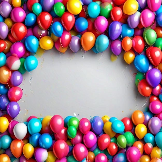 a wreath of colorful balloons with a circle of colorful balloons