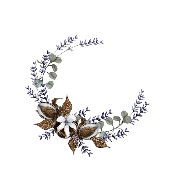 Wreath of eucalyptus cotton lavender