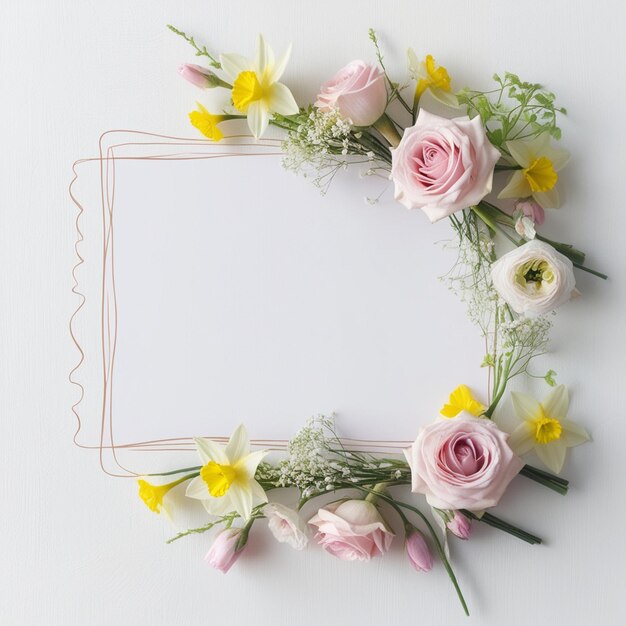 Photo a wreath of flowers from the garden