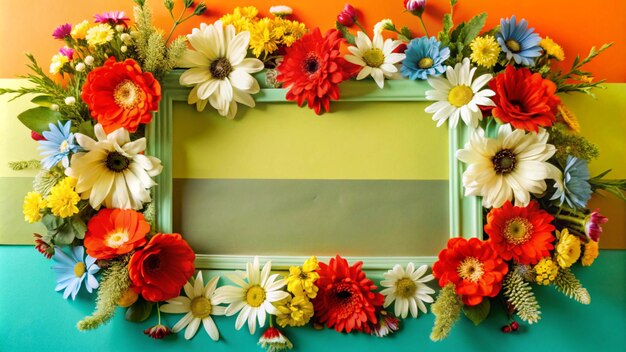 Photo a wreath of flowers hangs on a wall