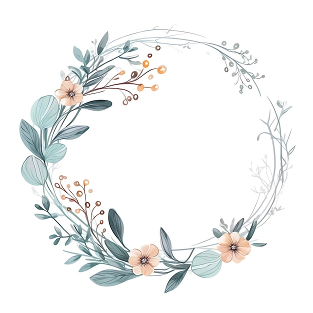 a wreath of flowers is painted in a white background