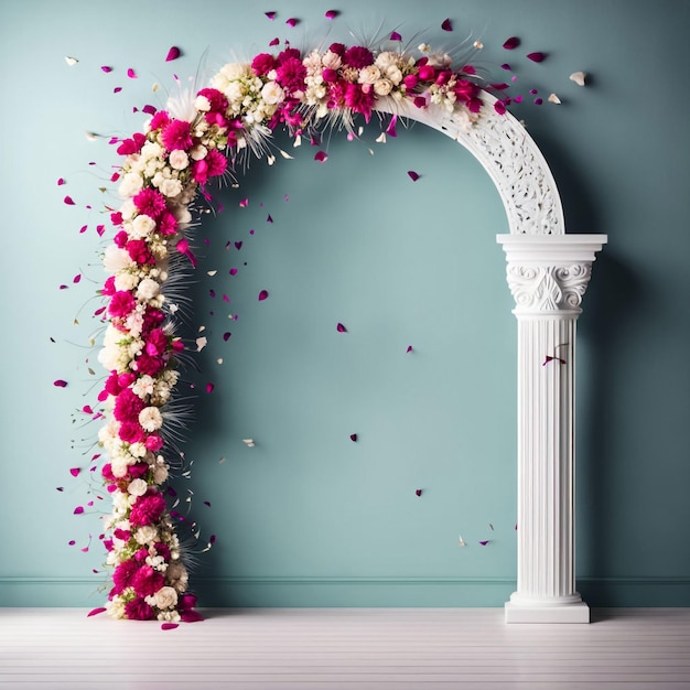 Photo a wreath of flowers is on a wooden table