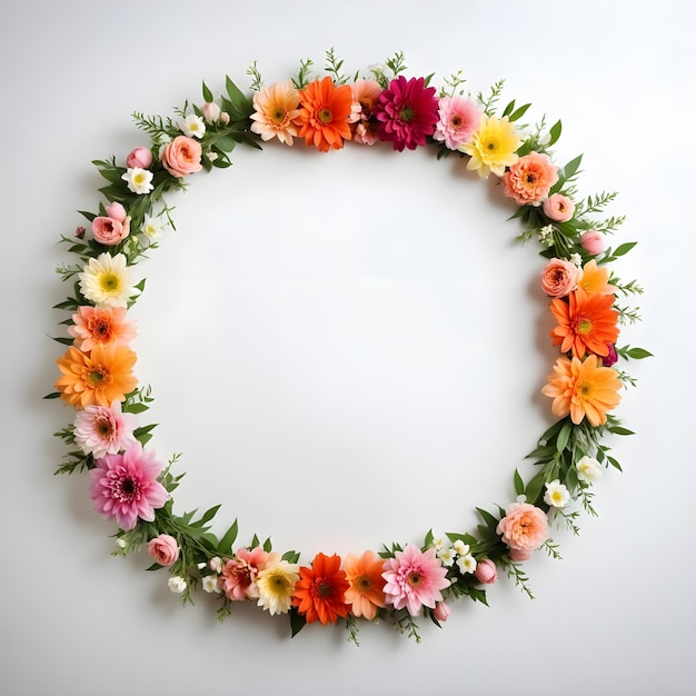 Photo a wreath of flowers with a circle of flowers on the top