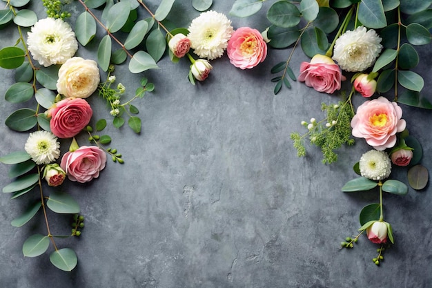 a wreath of flowers with a frame that says  flowers  on the top