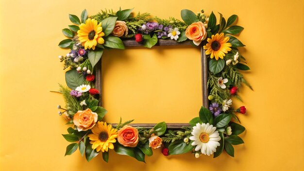 Photo a wreath of flowers with a frame that says quot flowers quot