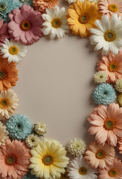 Photo a wreath of flowers with a frame that says quot flowers quot