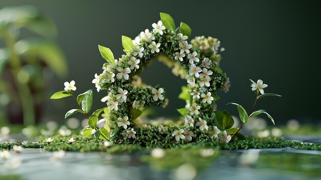 Photo a wreath of flowers with a heart shaped frame