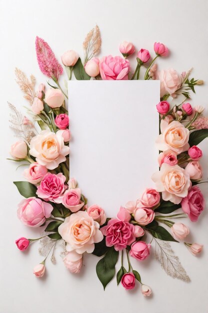 Photo a wreath of flowers with a picture of a flower on it