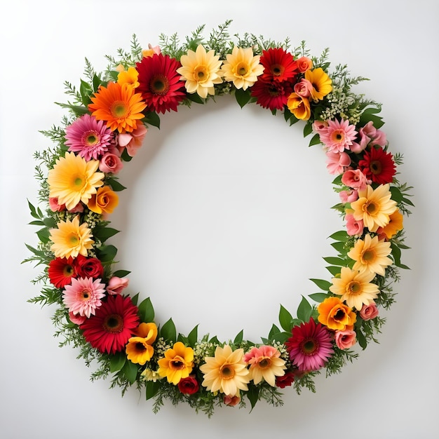 Photo a wreath made of flowers is adorned with a wreath that says  sunflower