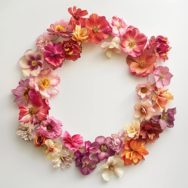 a wreath made of flowers with a white background and a white background