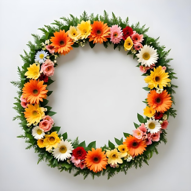 a wreath made of flowers with the word  flowers  on the bottom