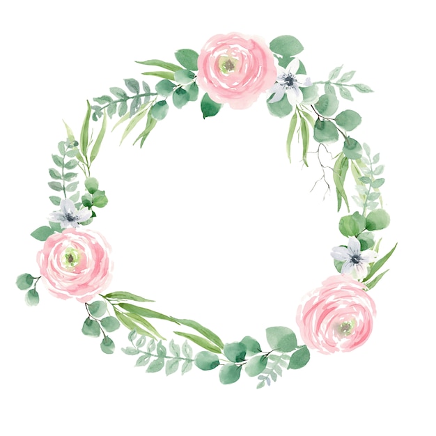 Wreath of roses and leaves