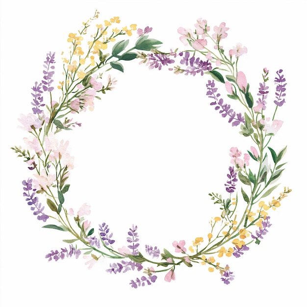 a wreath of wild flowers and leaves