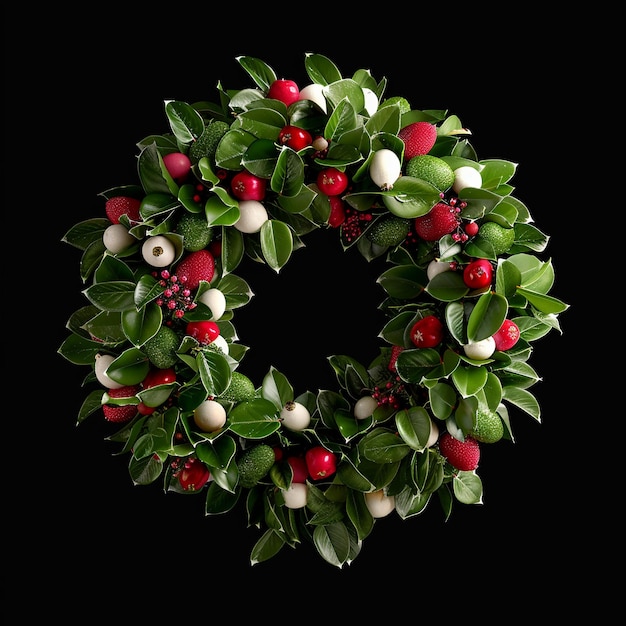 a wreath with berries and berries on it is shown