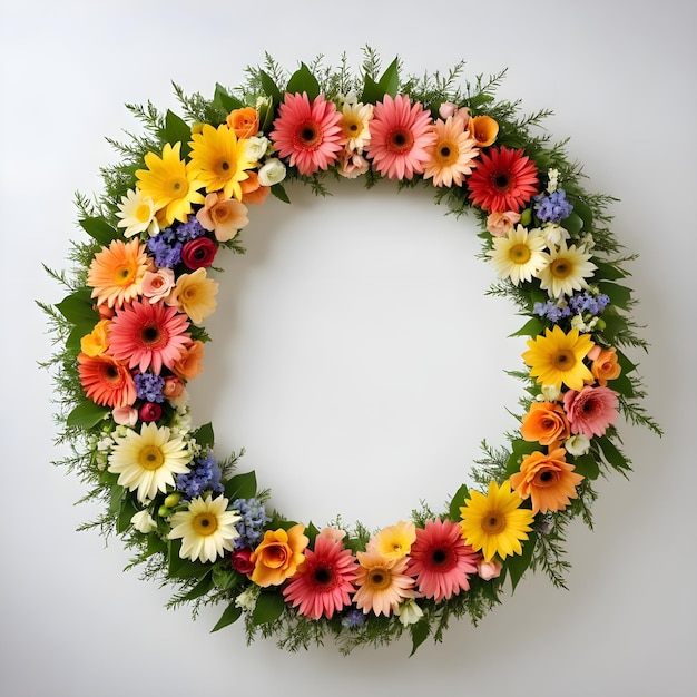 Photo a wreath with flowers that says  love  on it