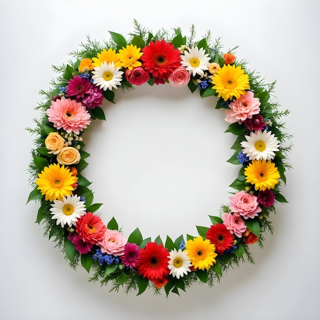 a wreath with flowers and the word  spring  on it