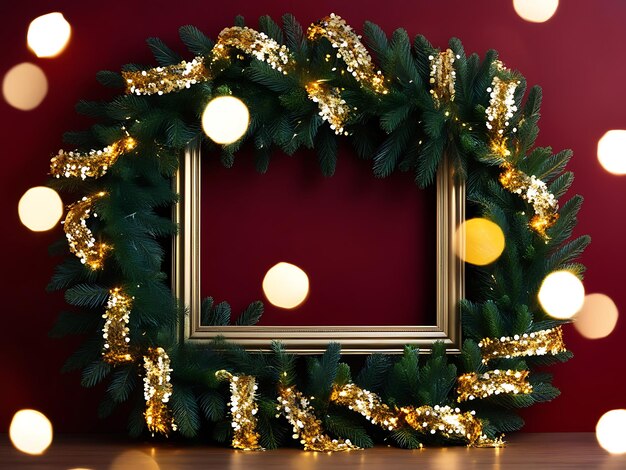 a wreath with a gold frame that says  i love you  on it