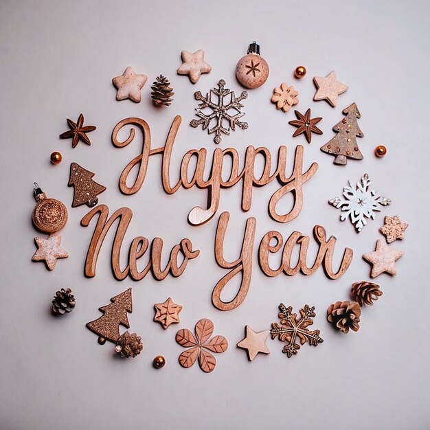 Photo a wreath with a happy new year written on it