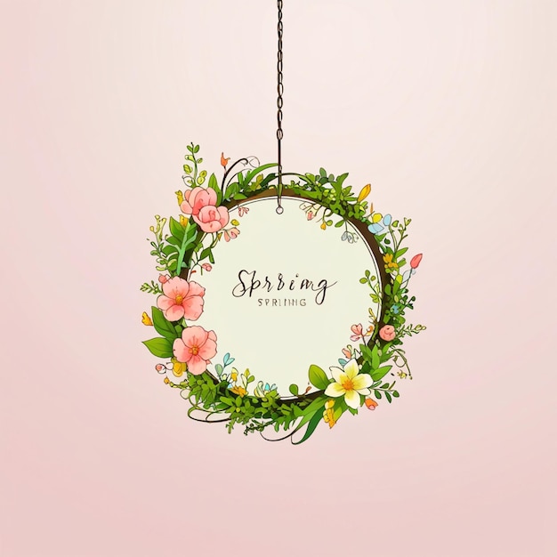 Photo a wreath with the words spring spring on it